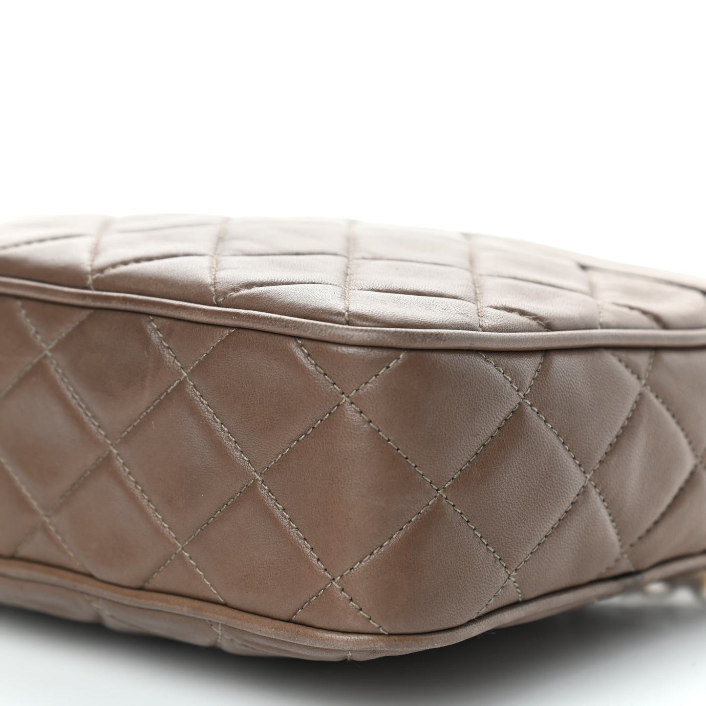 Lambskin Quilted Tassel Camera Case Brown