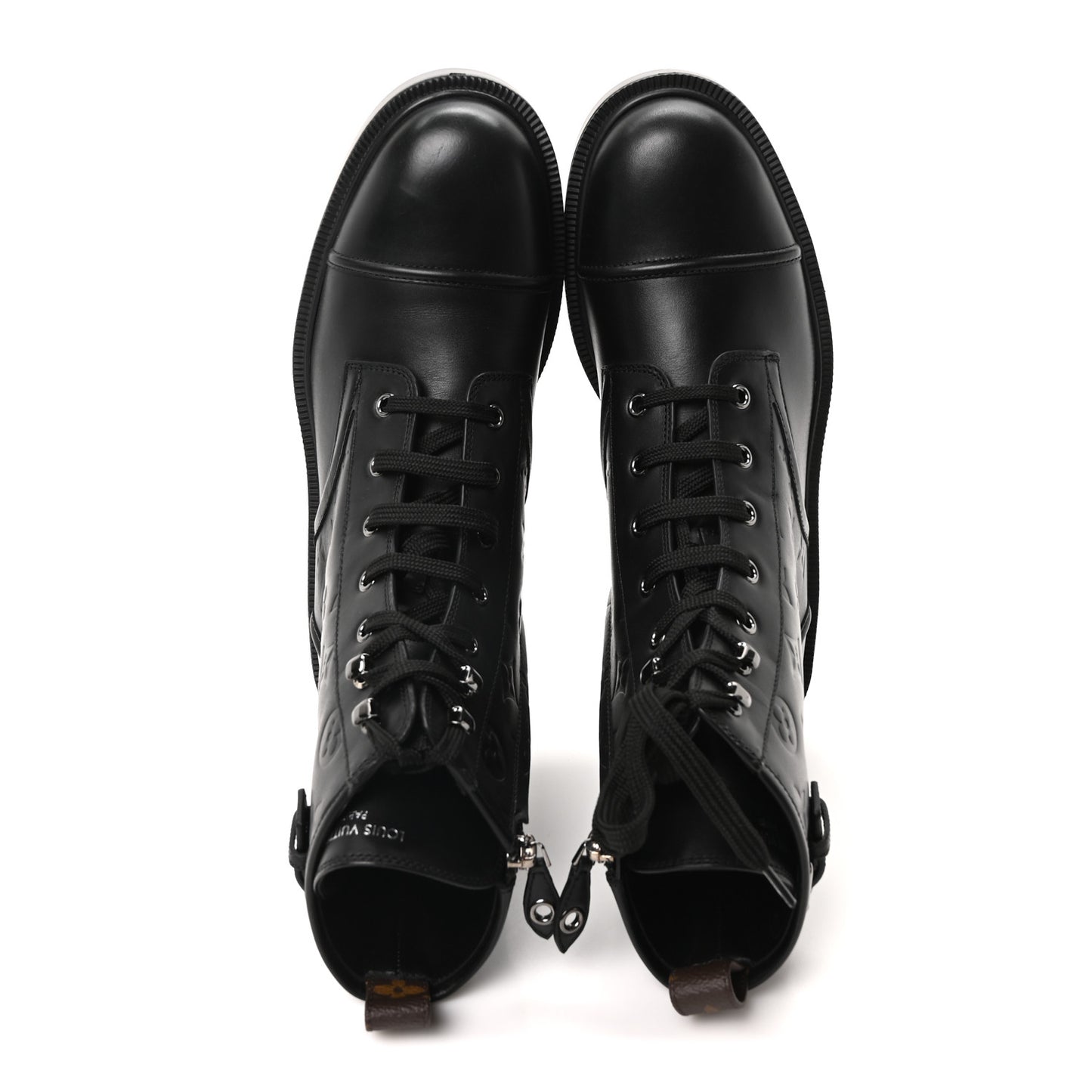 Calfskin Monogram Debossed Citizen Flat Ranger Boots 42 Black