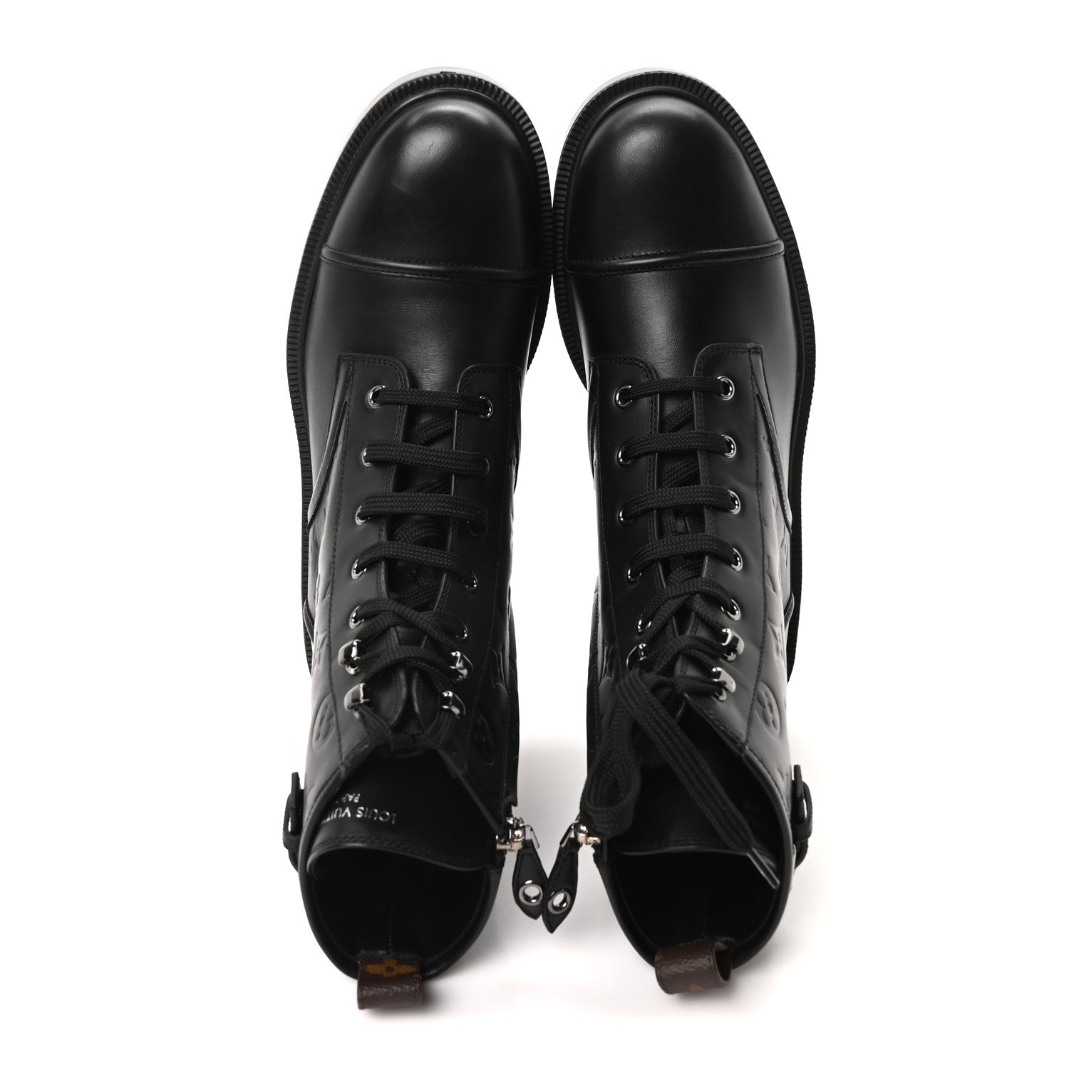 Louis Vuitton Calfskin Monogram Debossed Citizen Flat Ranger Boots 42 Black 2 of 10