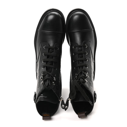Louis Vuitton Calfskin Monogram Debossed Citizen Flat Ranger Boots 42 Black 2 of 10