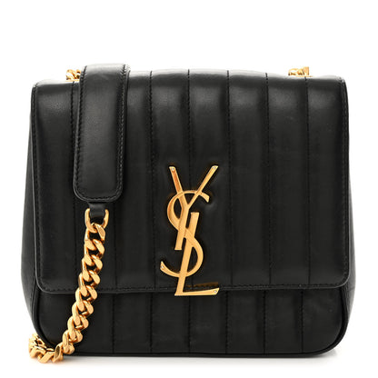 Saint Laurent Lambskin Matelasse Monogram Medium Vicky Chain Bag Black 1 of 12