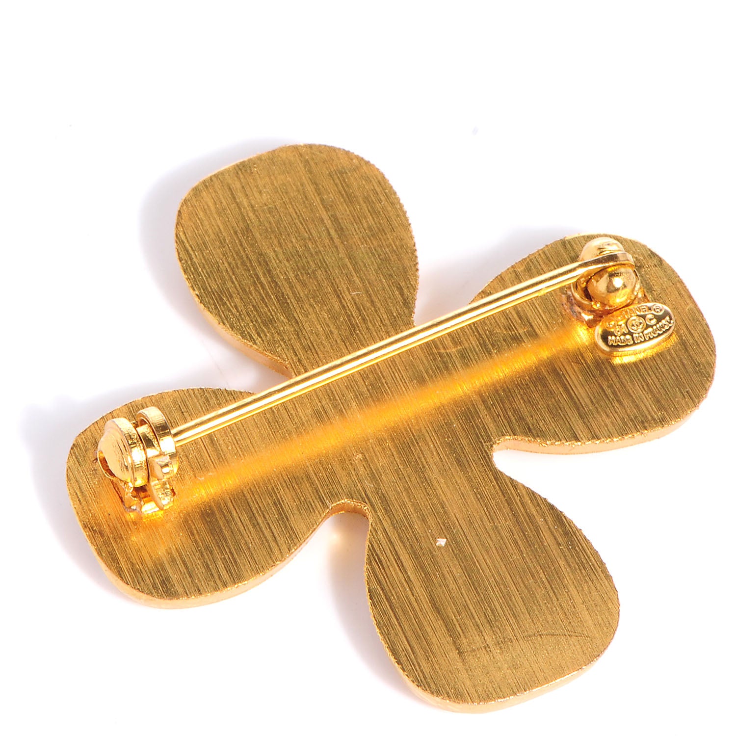 Chanel Crystal CC Cross Brooch Brushed Gold 4 of 5