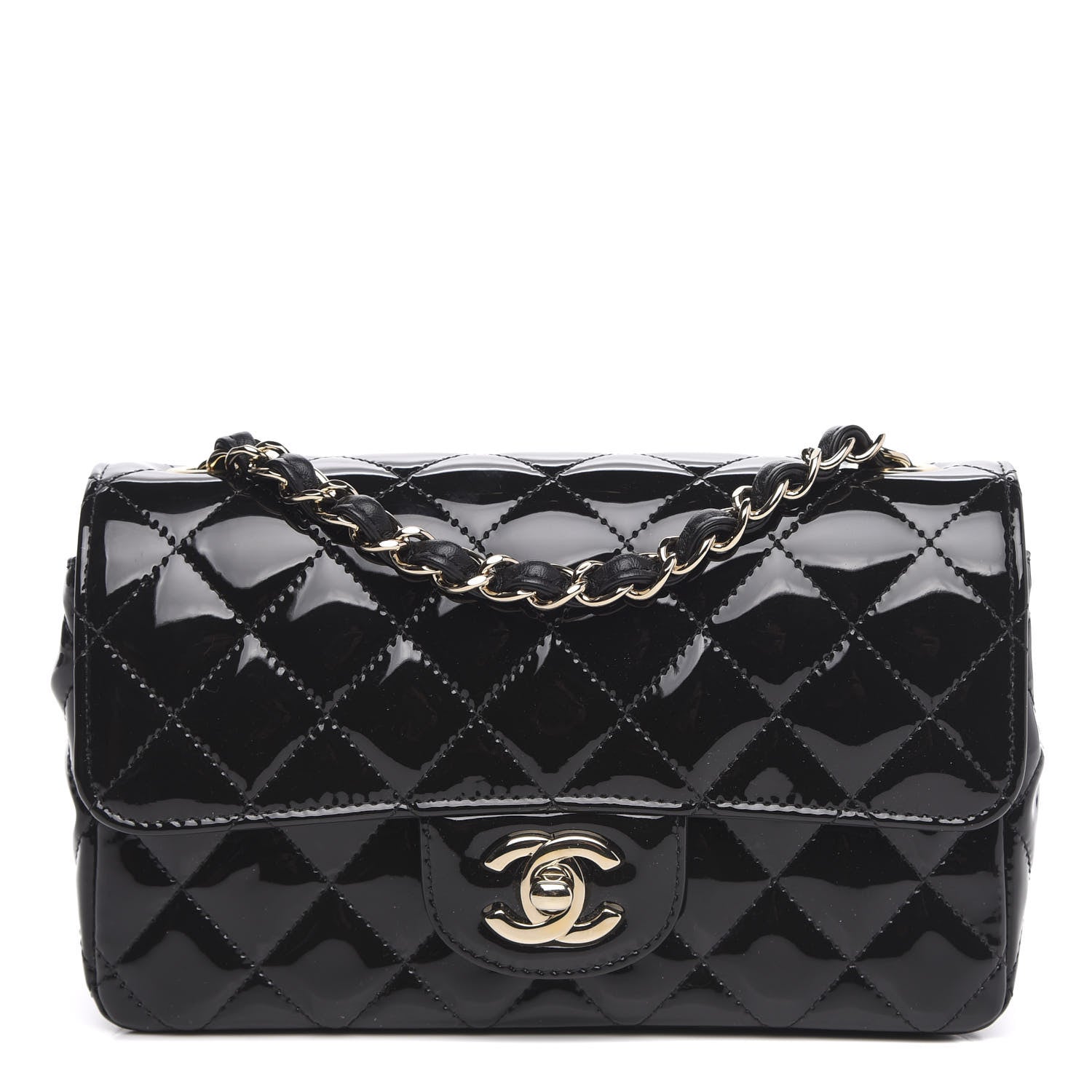 Chanel Patent Calfskin Quilted Mini Rectangular Flap Black 1 of 11