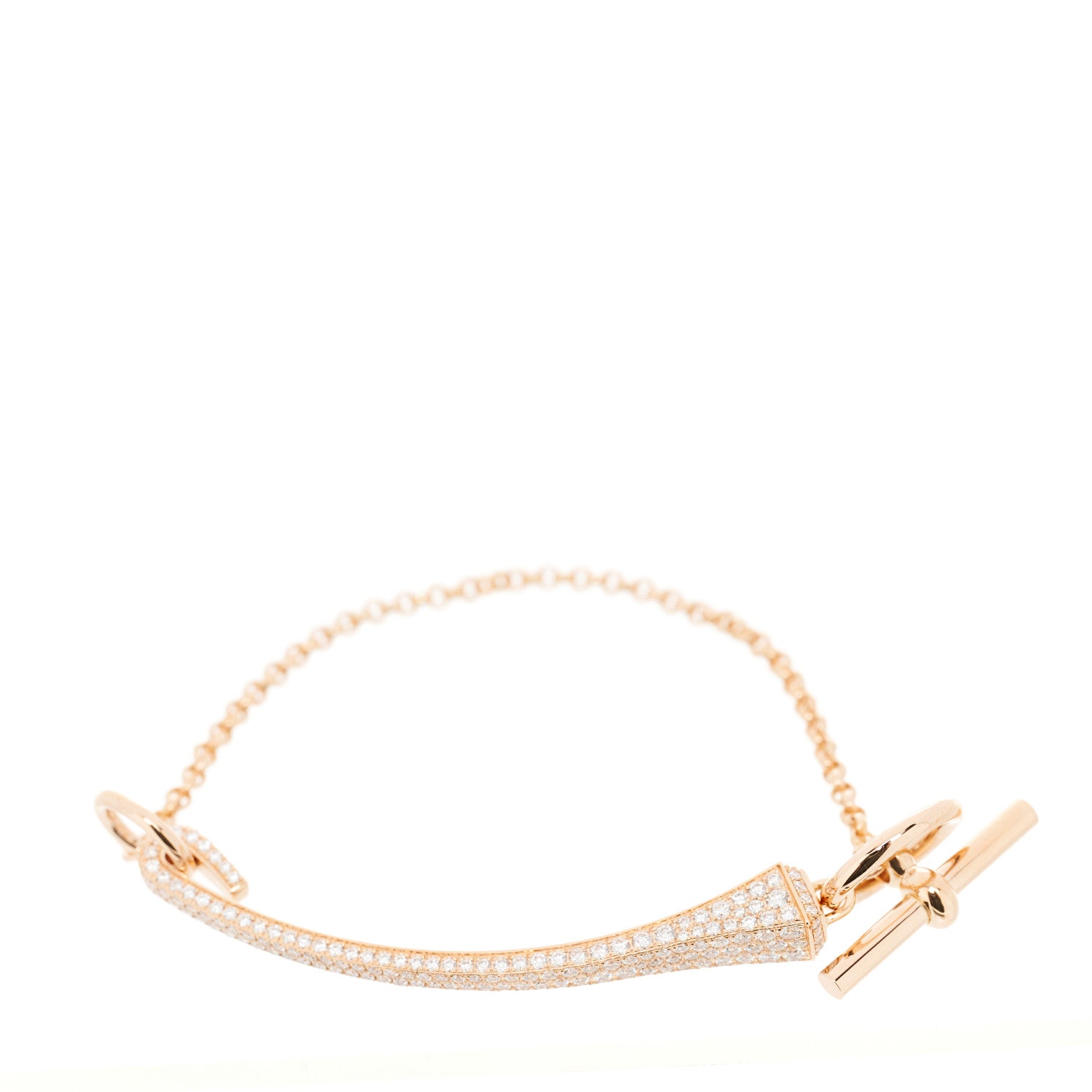 Hermes 18K Rose Gold Diamond Clou de Forge Bracelet XS 2 of 6