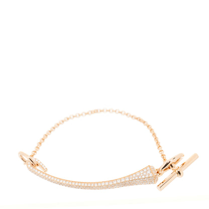 Hermes 18K Rose Gold Diamond Clou de Forge Bracelet XS 2 of 6