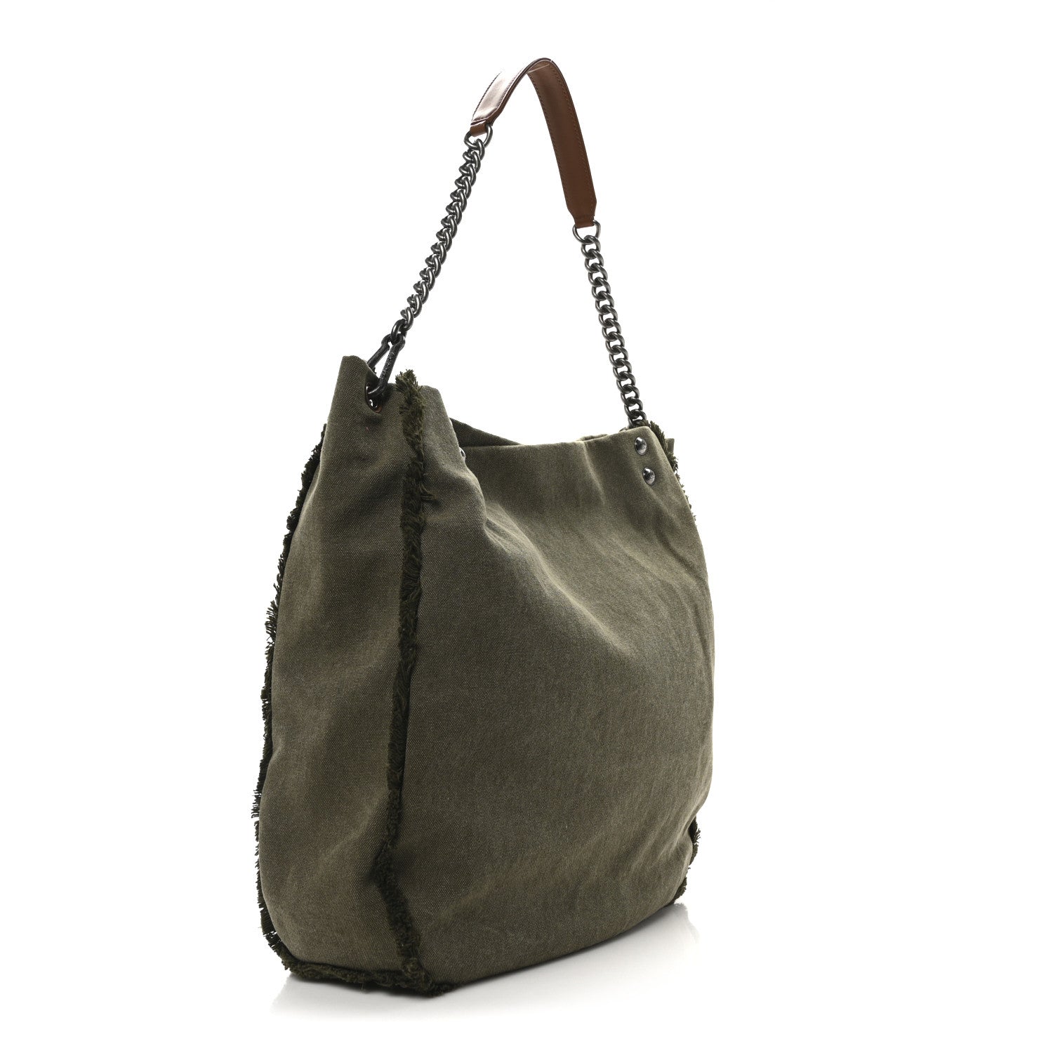 Chanel Canvas Sequins Cubano Trip Hobo Khaki 3 of 10