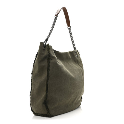 Chanel Canvas Sequins Cubano Trip Hobo Khaki 3 of 10