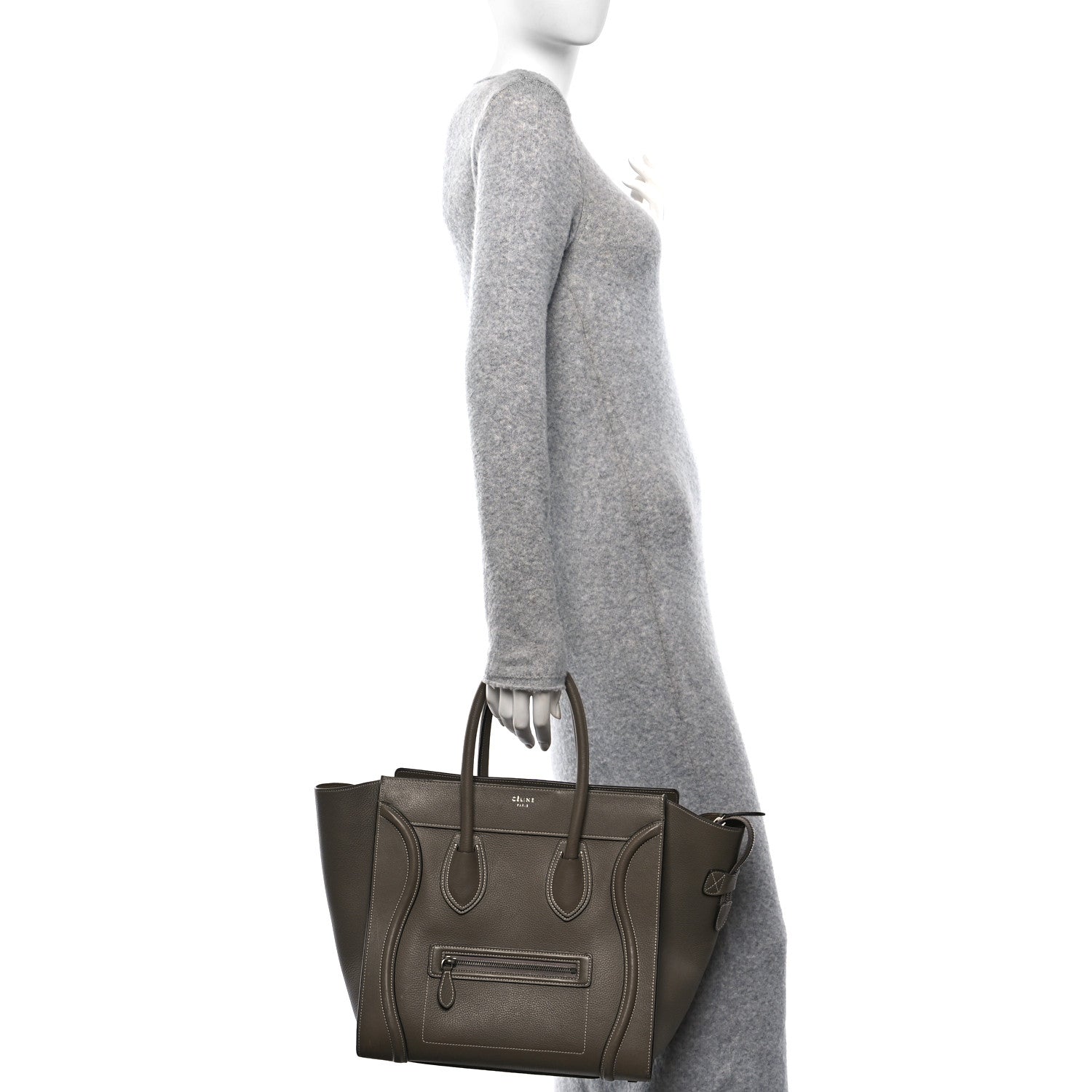 Celine Drummed Calfskin Mini Luggage Souris 2 of 10