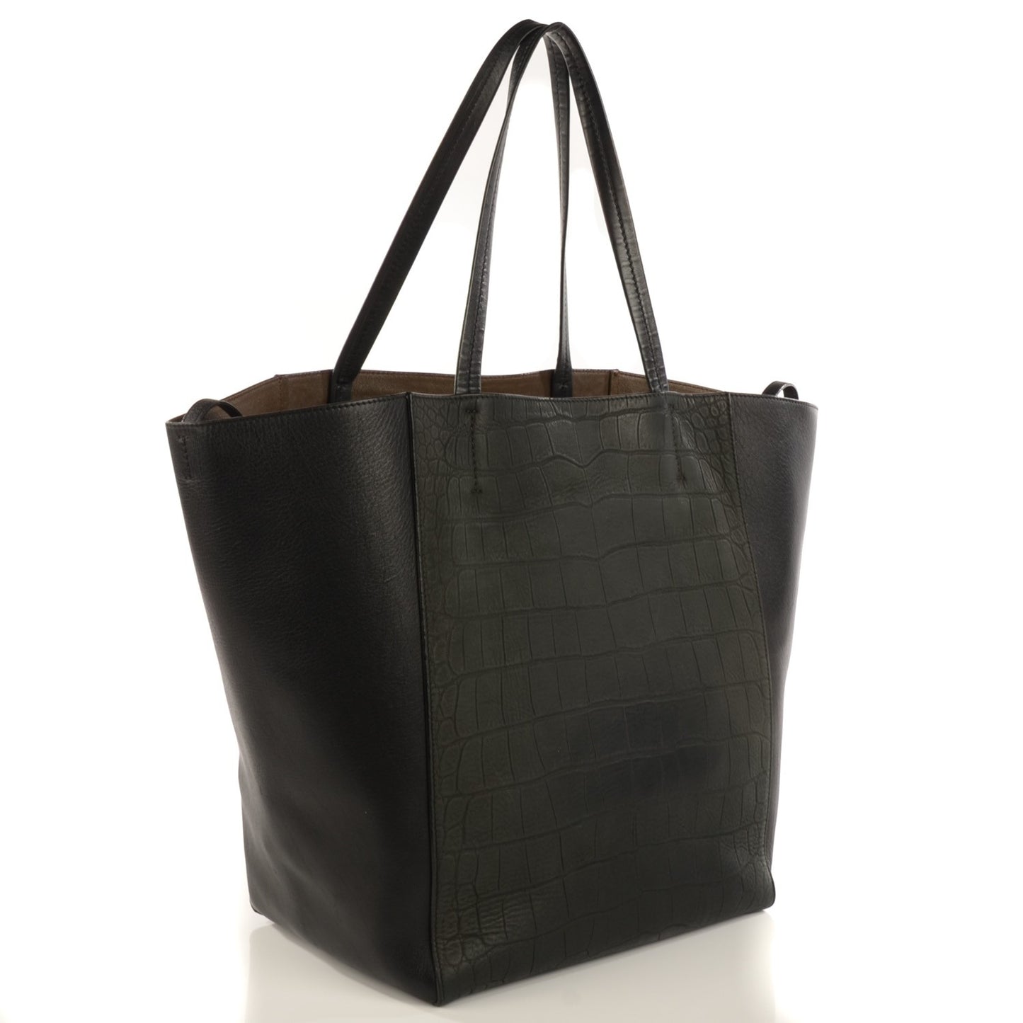 Crocodile Embossed Medium Horizontal Cabas Phantom Black