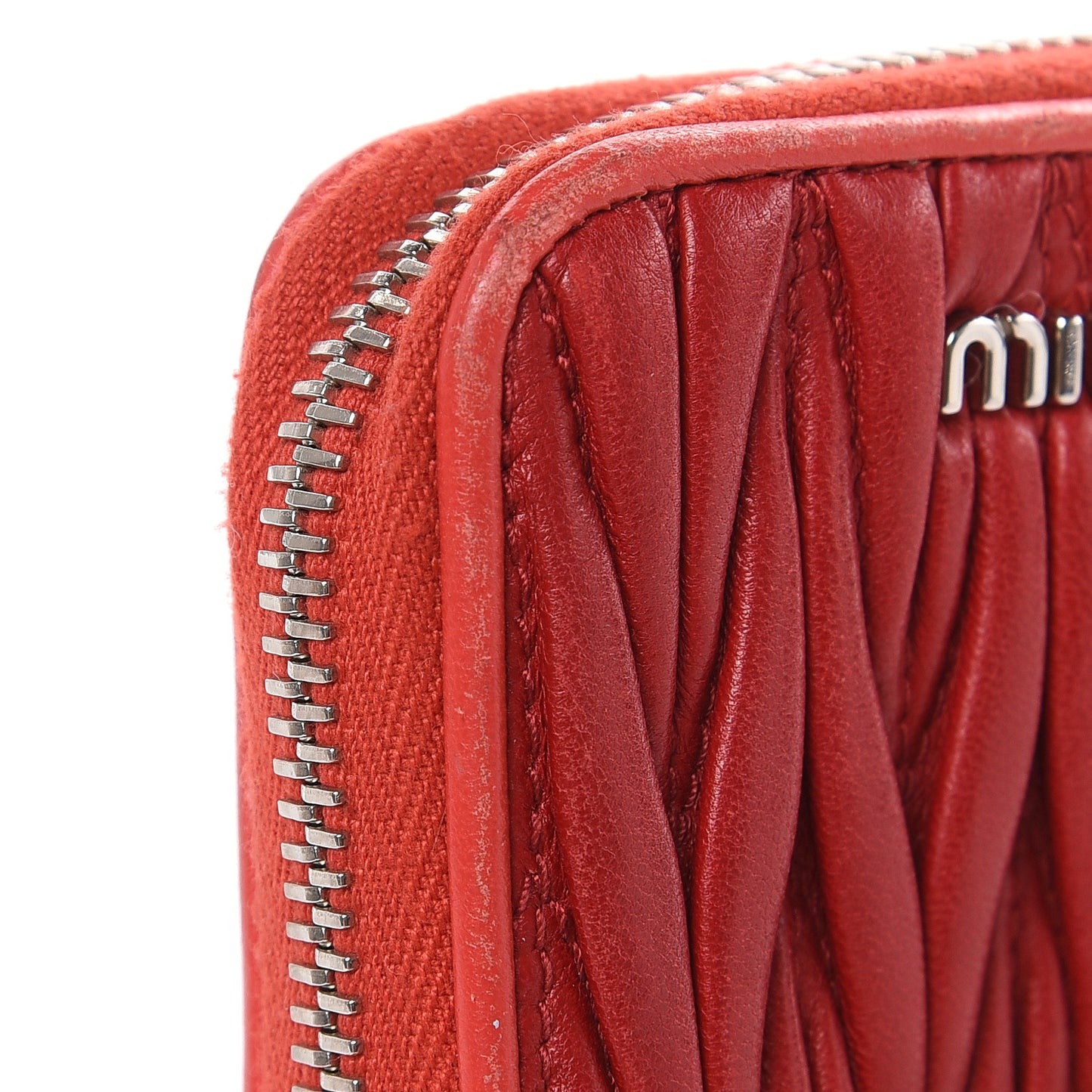Nappa Matelasse Zip Around Compact Wallet Fuoco