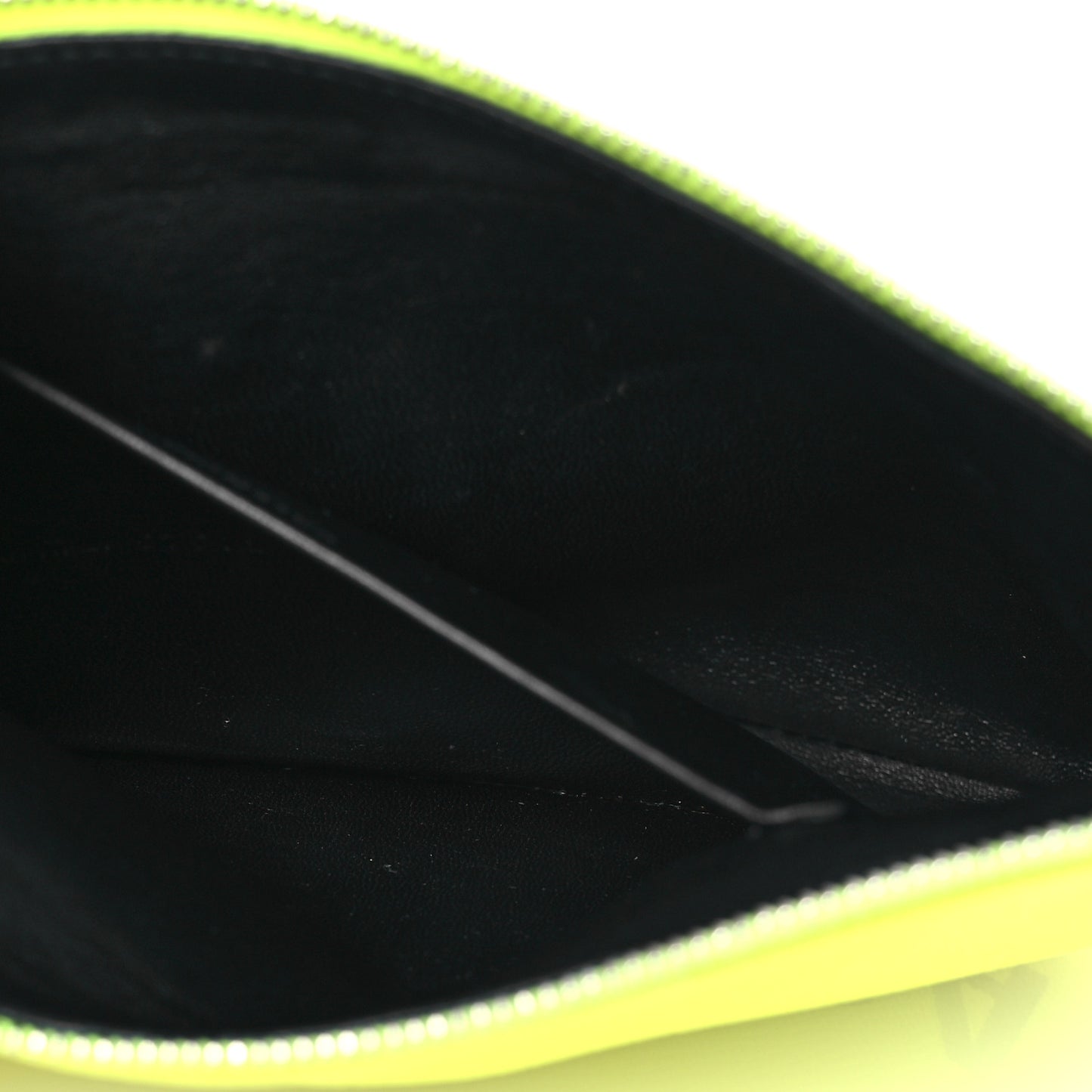 Calfskin Logo Zip Pouch Acid Green Black