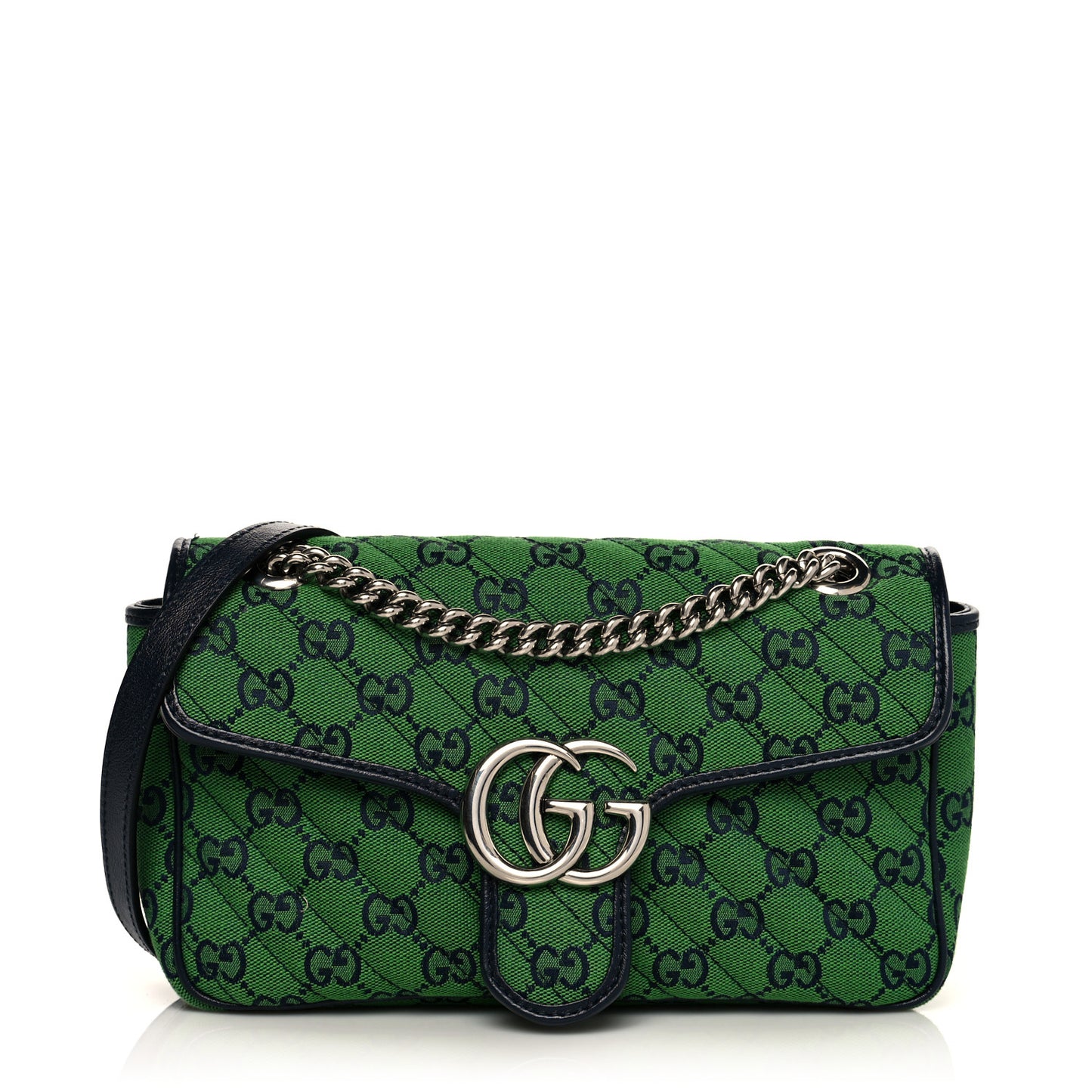 Monogram Multicolor Matelasse Diagonal Small GG Marmont Shoulder Bag Green Blue