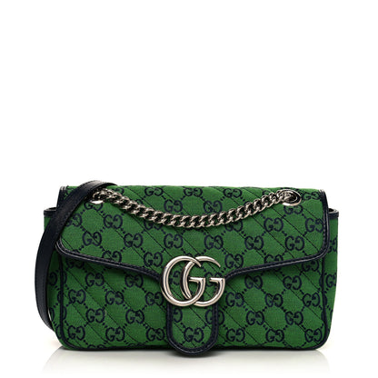 Gucci Monogram Multicolor Matelasse Diagonal Small GG Marmont Shoulder Bag Green Blue 1 of 9