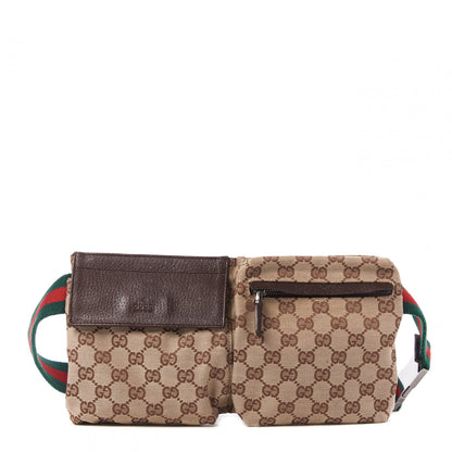 Gucci GG Monogram Double Pocket Belt Bag Dark Brown 1 of 8