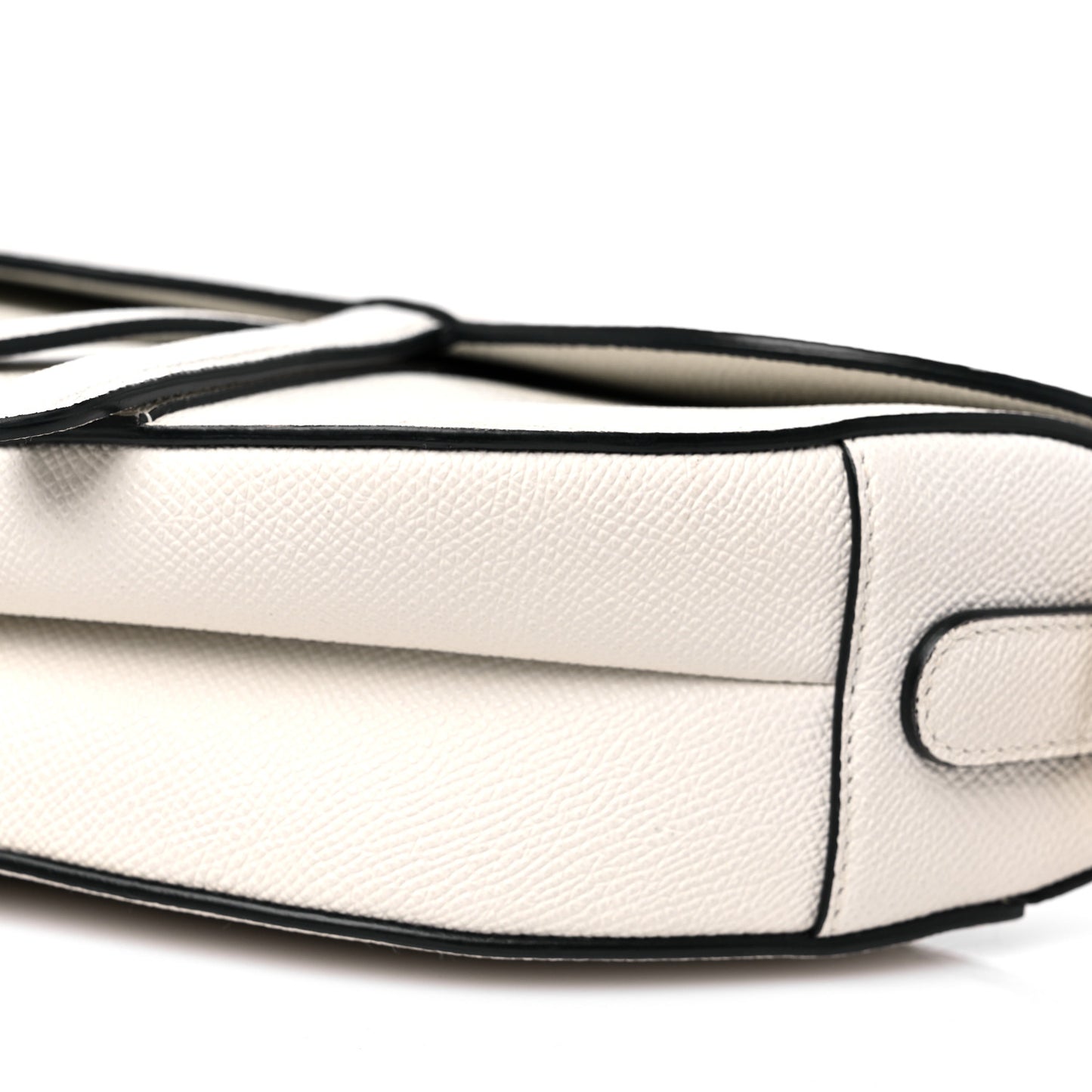 Grained Calfskin Saddle Bag White