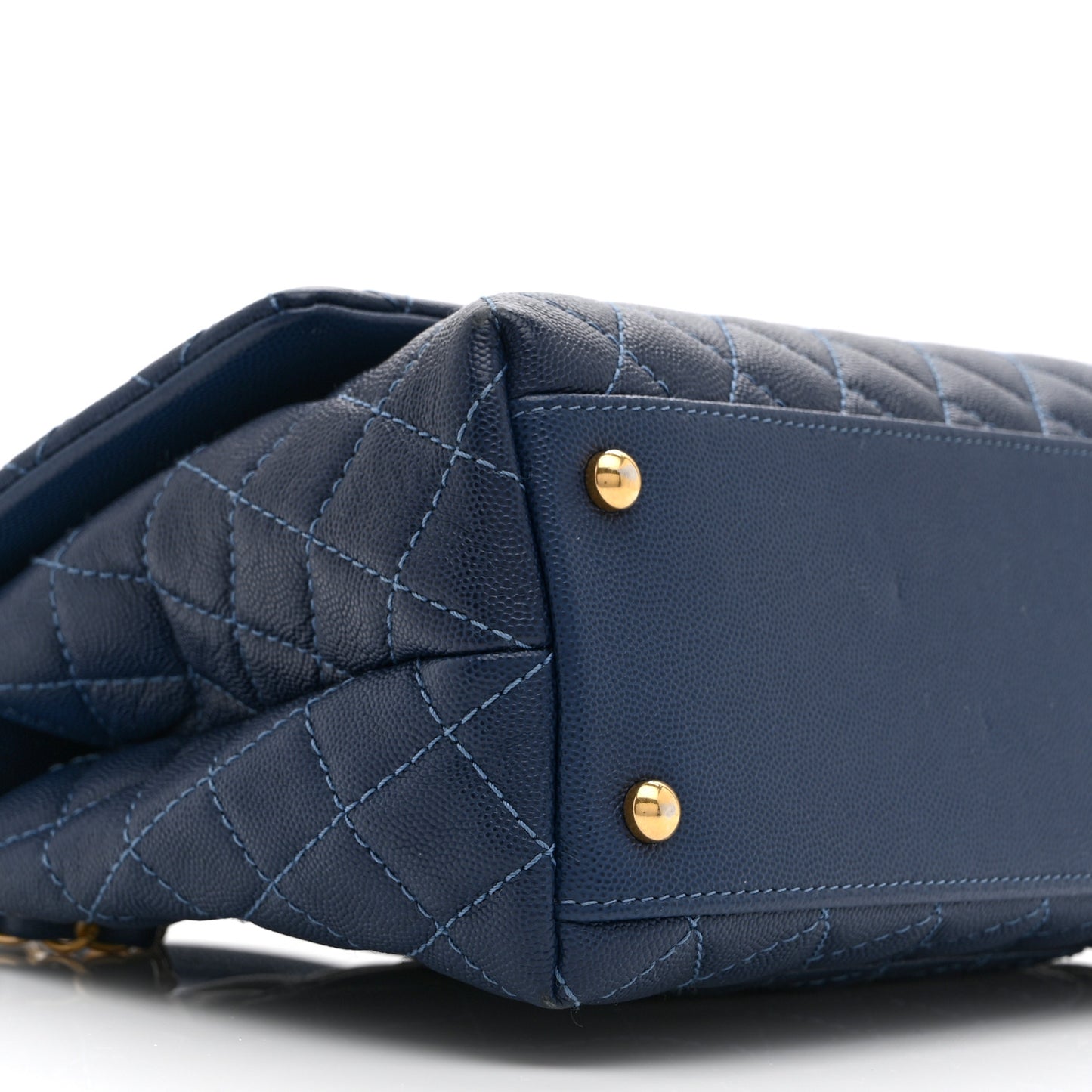 Caviar Quilted Small Coco Handle Flap Blue