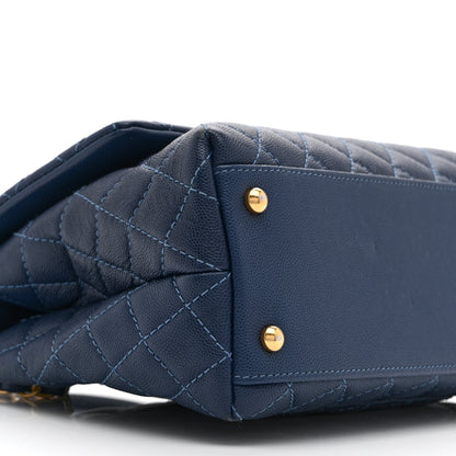 Chanel Caviar Quilted Small Coco Handle Flap Blue 9 of 10
