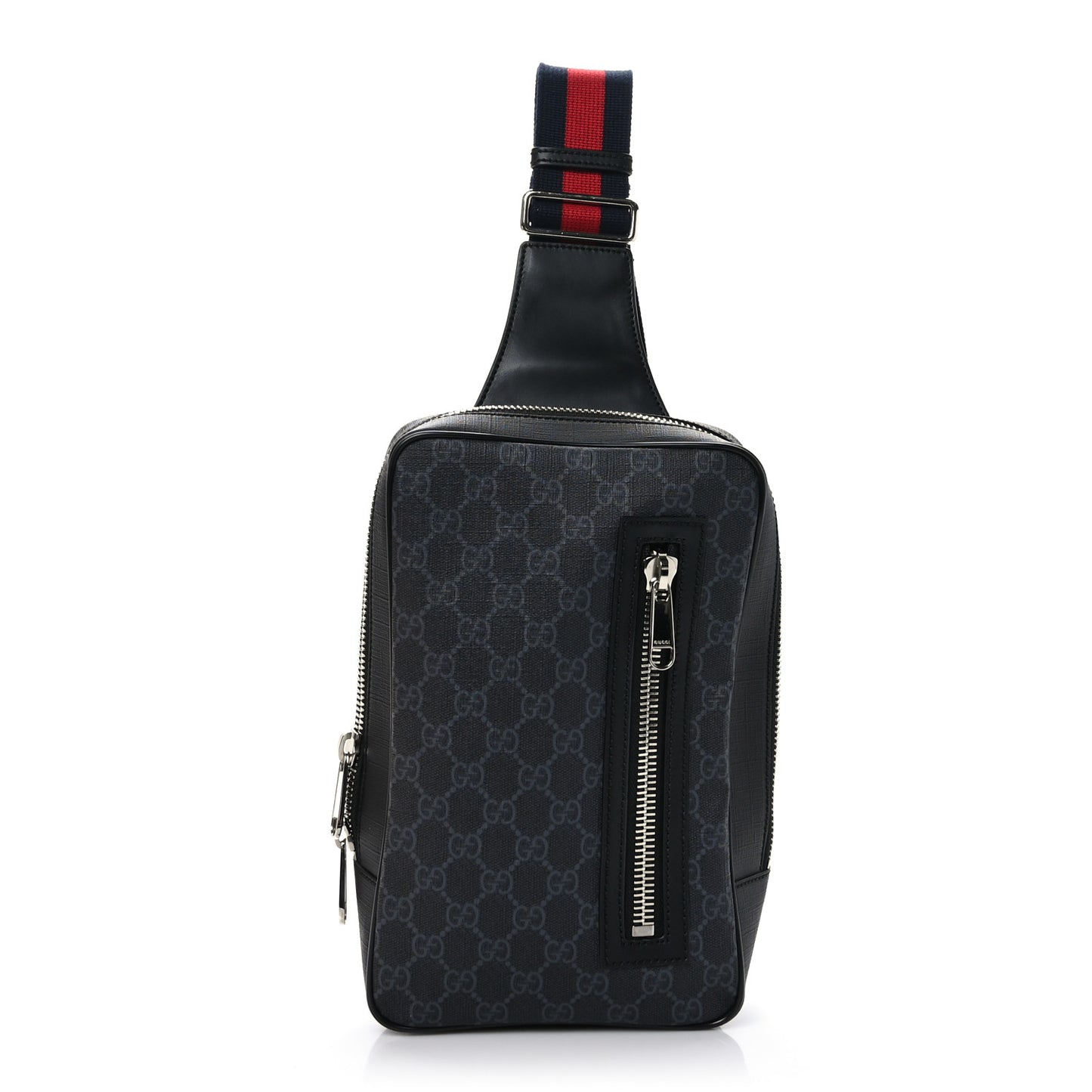 GG Supreme Monogram Web Belt Bag Black Grey