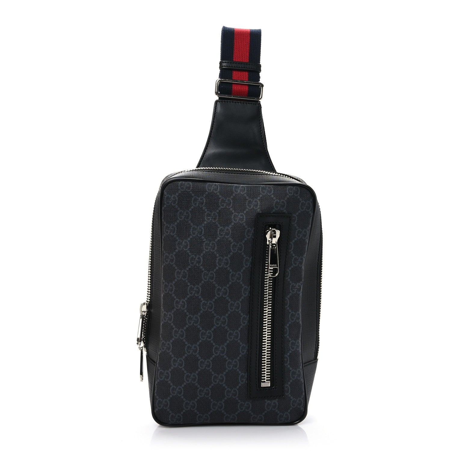 Gucci GG Supreme Monogram Web Belt Bag Black Grey 1 of 9