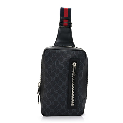 Gucci GG Supreme Monogram Web Belt Bag Black Grey 1 of 9