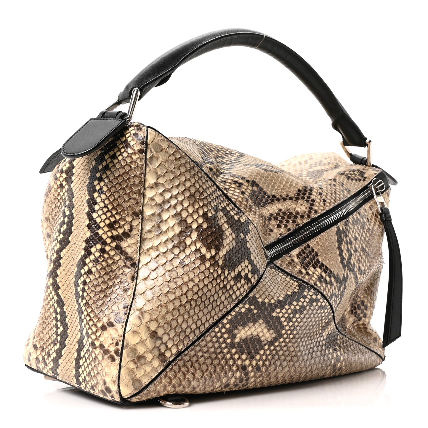 Snakeskin Large Puzzle Bag Black