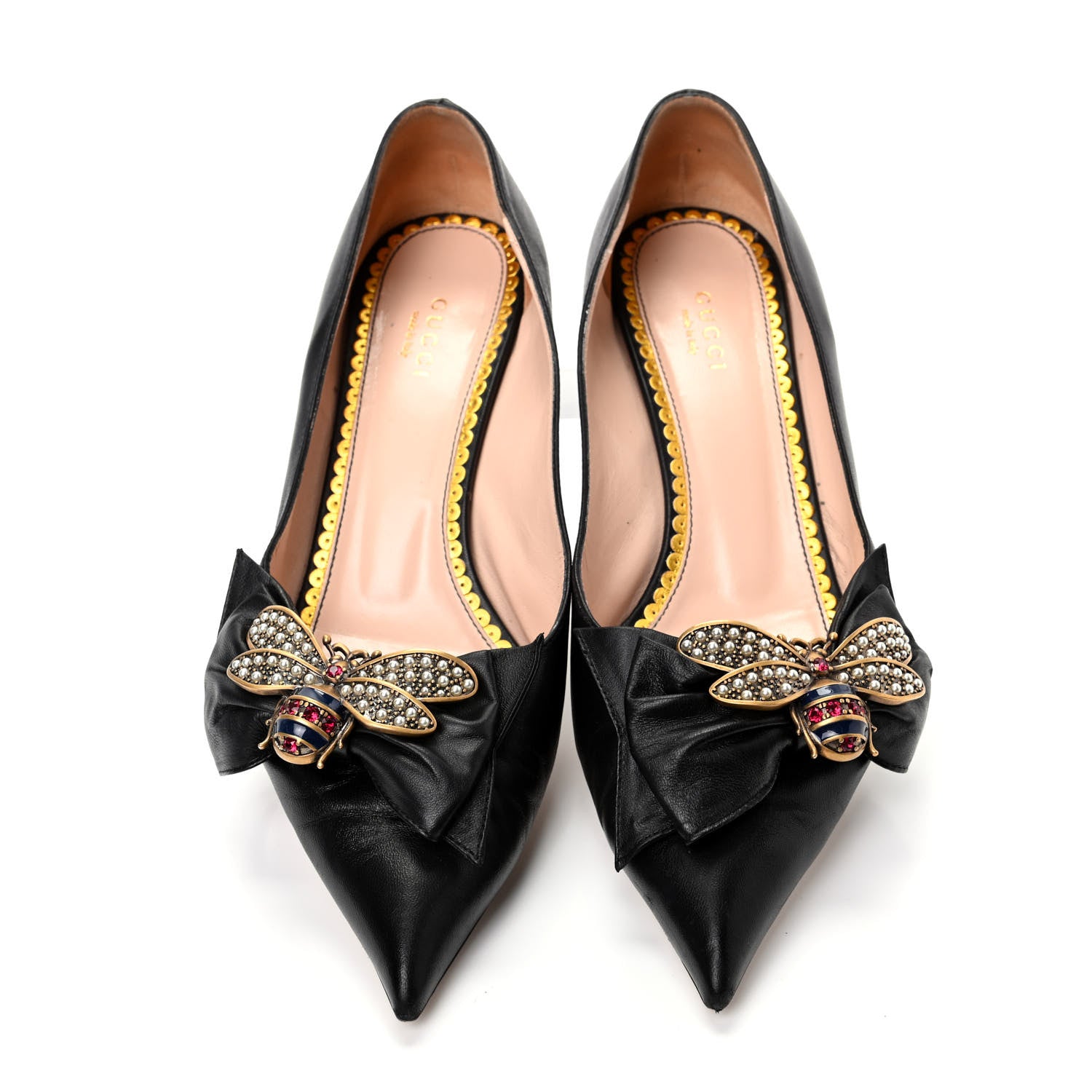 Gucci Nappa Queen Margaret Low Heel Pumps 39.5 Black 5 of 10