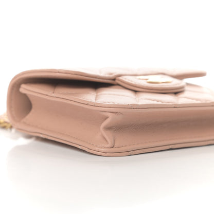 Chanel Lambskin Quilted Top Handle Flap Coin Purse With Chain Beige 9 of 11