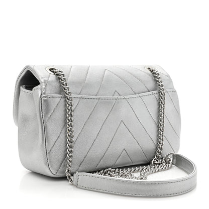 Chanel Metallic Lambskin Chevron Quilted Mini Rectangular Flap Silver 3 of 9