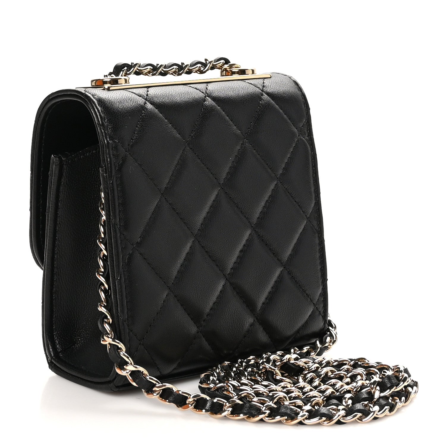 Chanel Lambskin Quilted Mini Trendy CC Chain Wallet Black 3 of 11