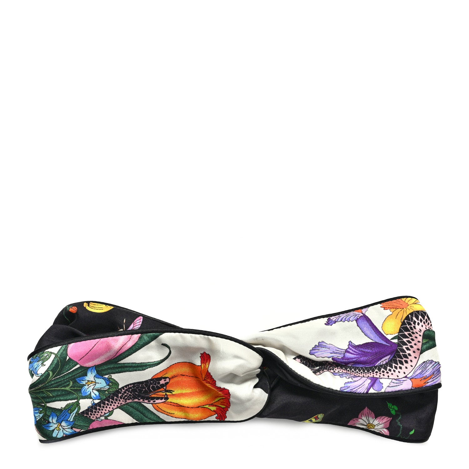 Gucci Silk Floral Snake Print Headband White 1 of 11