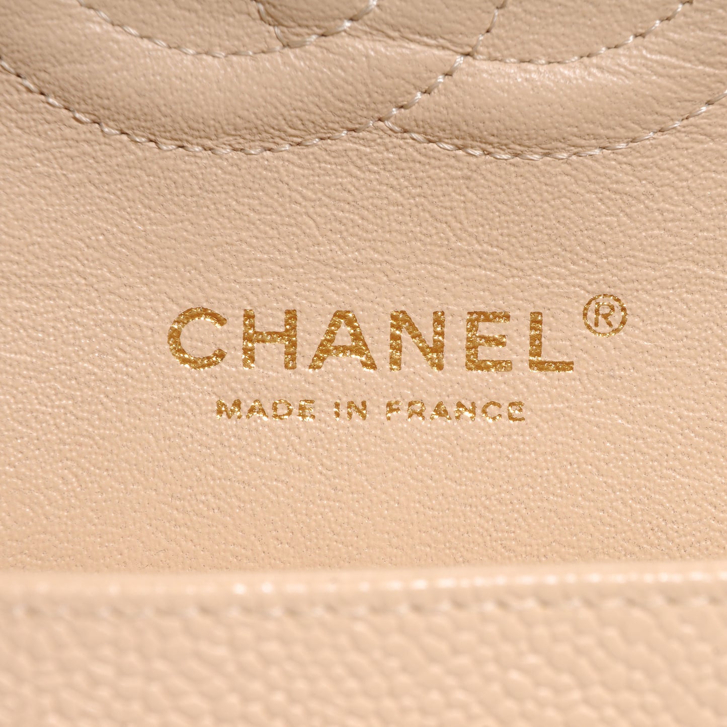 Caviar Quilted Medium Double Flap Beige Clair