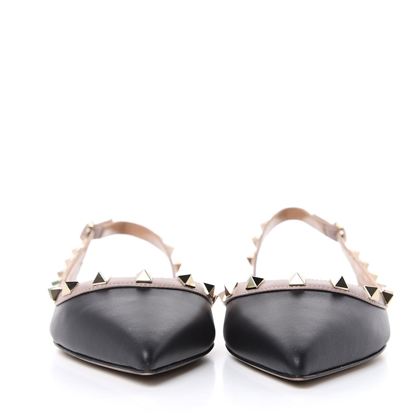 Nappa Rockstud Slingback Flats 37 Black Poudre