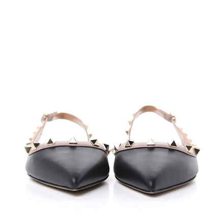 Valentino Garavani Nappa Rockstud Slingback Flats 37 Black Poudre 2 of 9