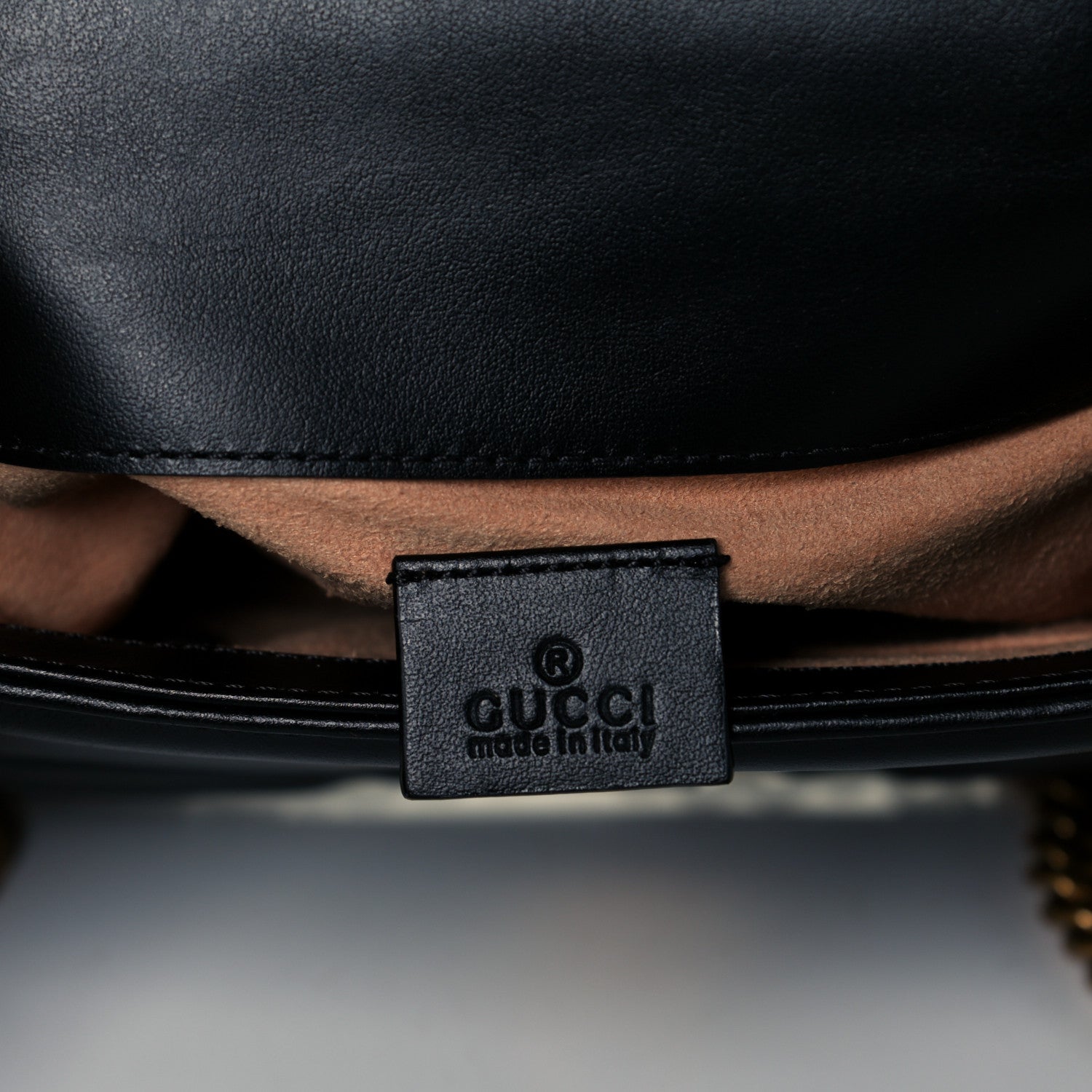 Gucci Calfskin Matelasse Mini GG Marmont Top Handle Shoulder Bag Black 11 of 15