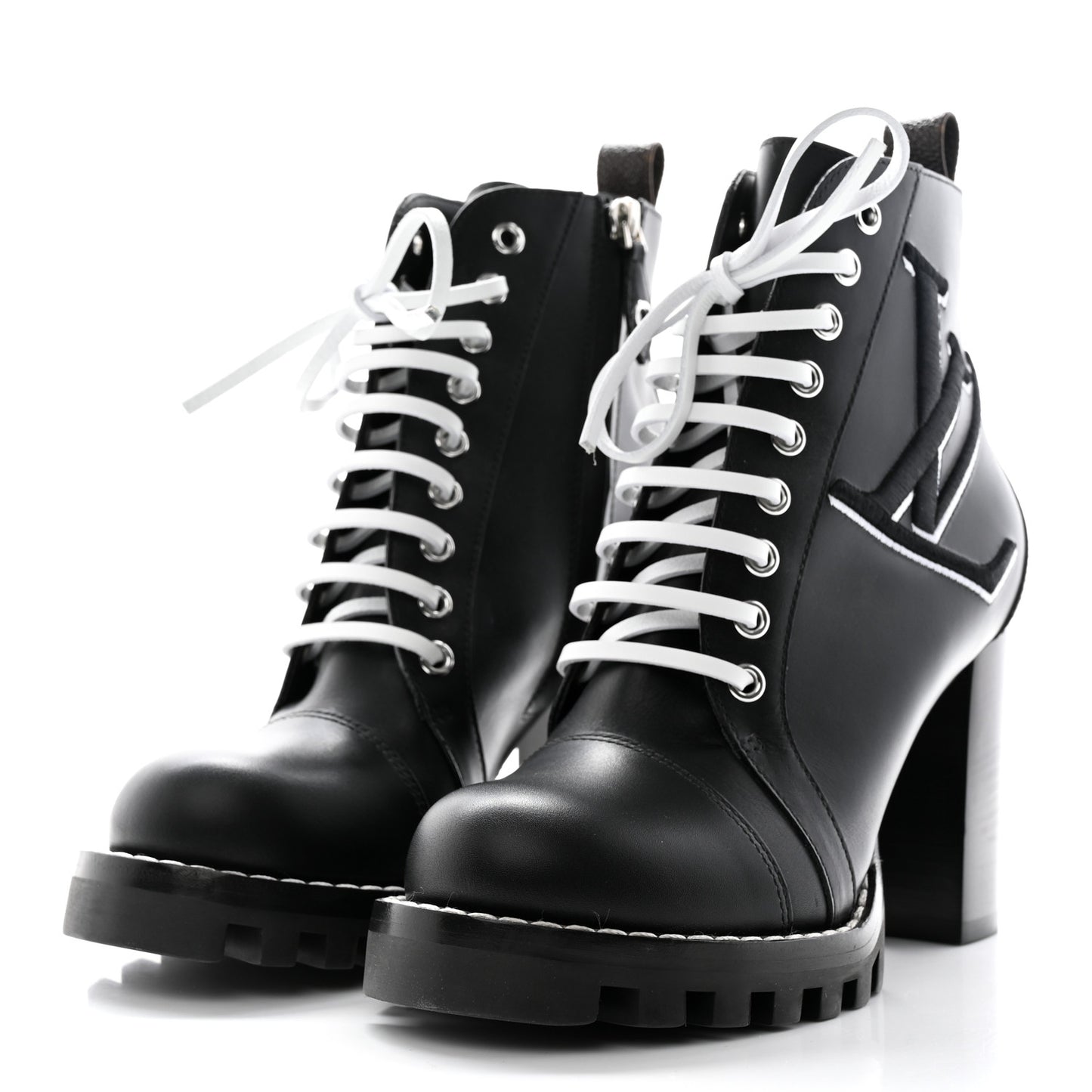 LOUIS VUITTON Patent Calfskin Monogram Star Trail Ankle Boots 37 Black