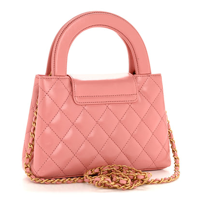 Chanel Shiny Aged Calfskin Quilted Nano Kelly Shopper Coral Pink 3 of 10