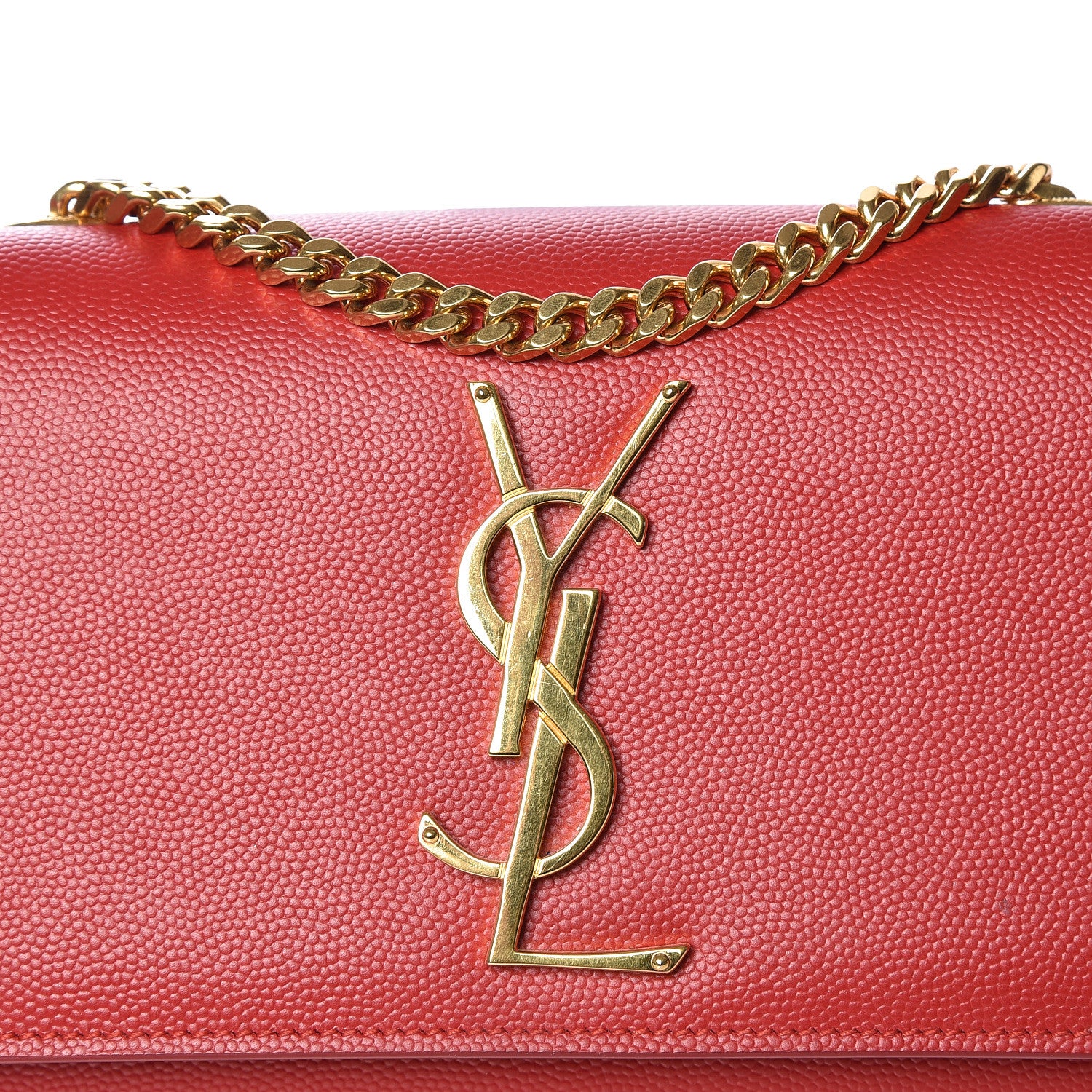 Saint Laurent Grain De Poudre Small Monogram Kate Satchel Red 9 of 9