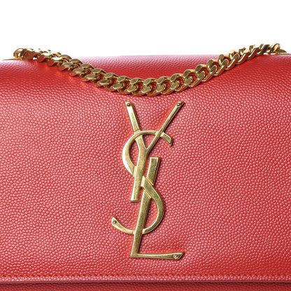 Saint Laurent Grain De Poudre Small Monogram Kate Satchel Red 9 of 9