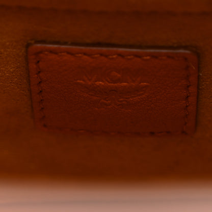 MCM Calfskin Embossed Monogram Mini Dessau Drawstring Bucket Bag Cognac 6 of 9