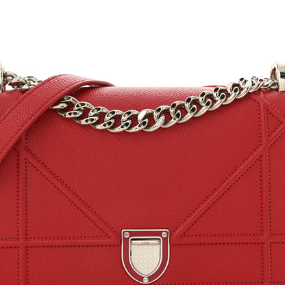 Christian Dior Grained Calfskin Small Diorama Flap Bag Red 9 of 13