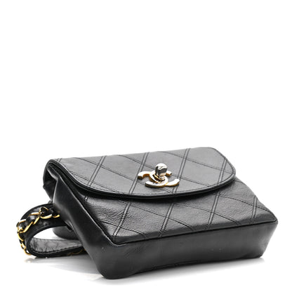 Chanel Lambskin Diamond Stitched Flap Waist Belt Bag 75 30 Black 4 of 15
