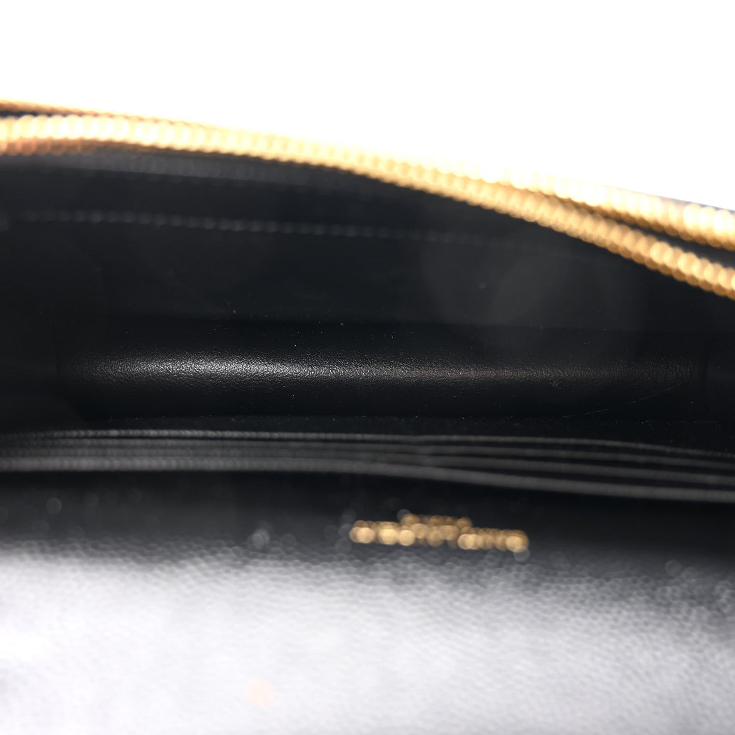 Grain De Poudre Matelasse Chevron Monogram Envelope Chain Wallet Black