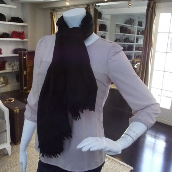 Silk Wool Monogram Shawl Black