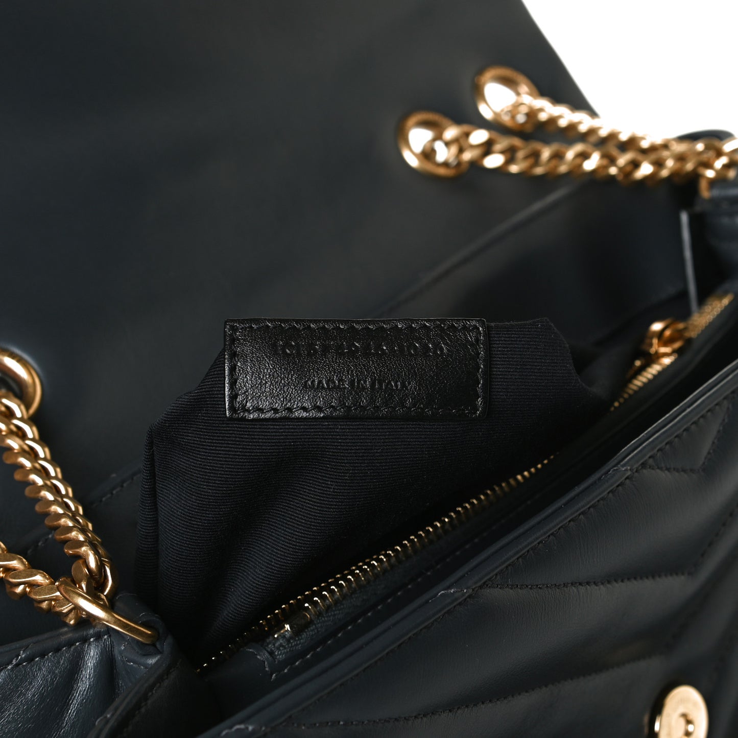 Calfskin Y Quilted Monogram Medium Loulou Chain Satchel Storm