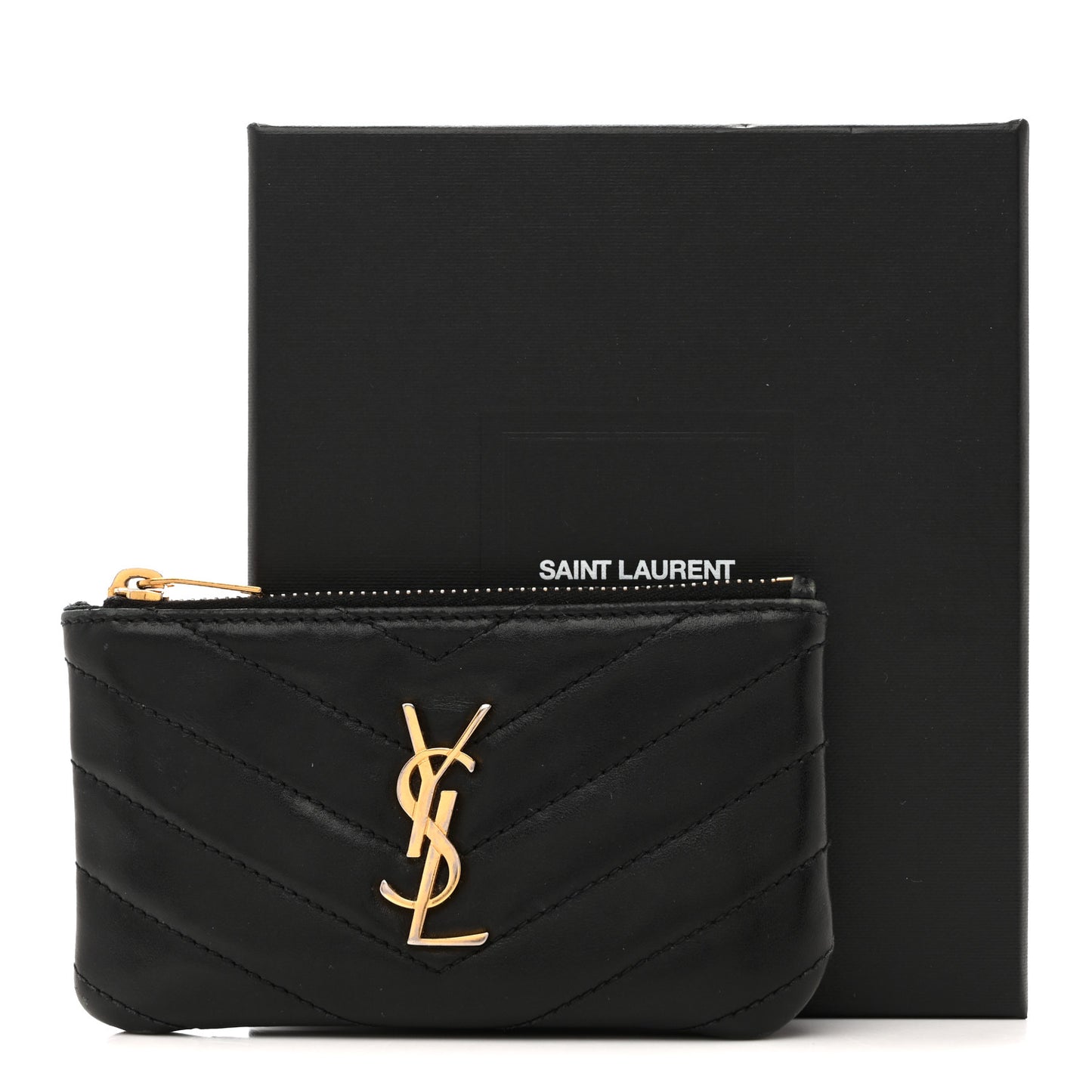 Calfskin Matelasse Monogram Key Pouch Black