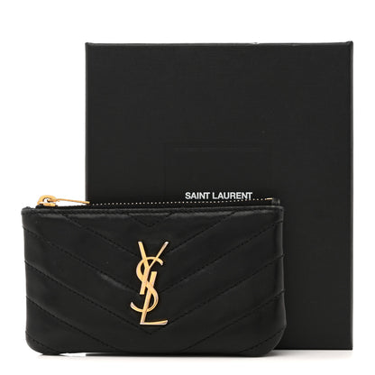 Saint Laurent Calfskin Matelasse Monogram Key Pouch Black 16 of 16