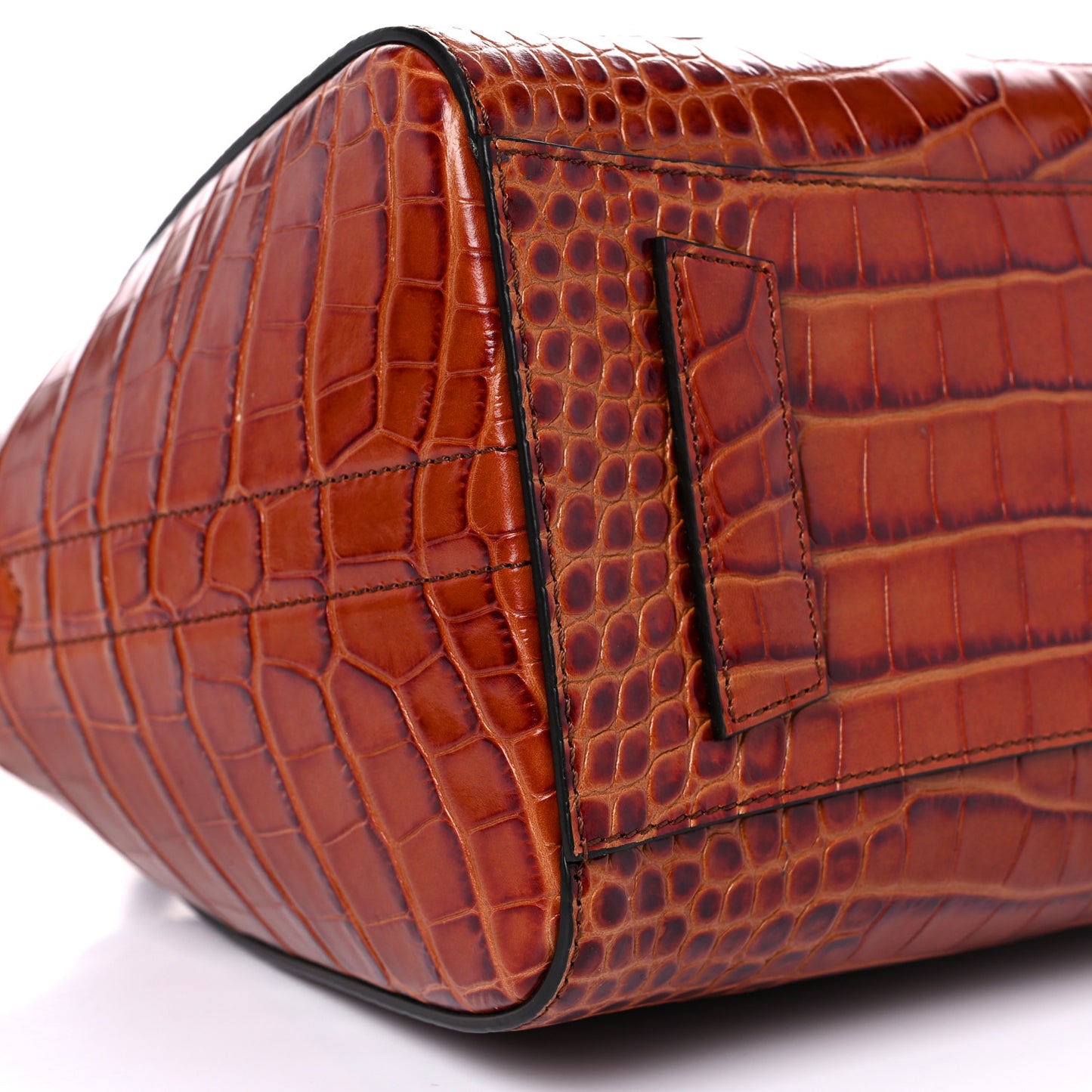 Calfskin Crocodile Embossed Small Antigona Cognac