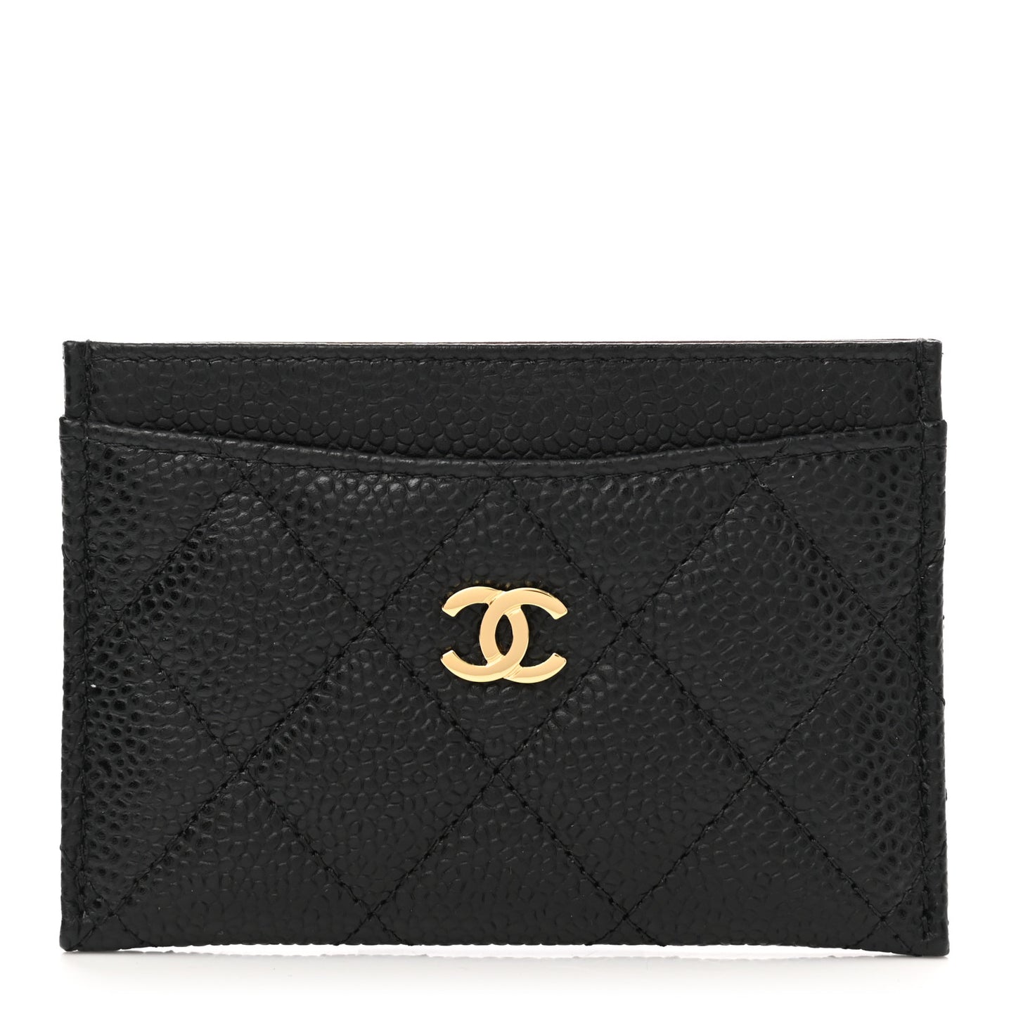 Caviar Quilted Card Holder Black