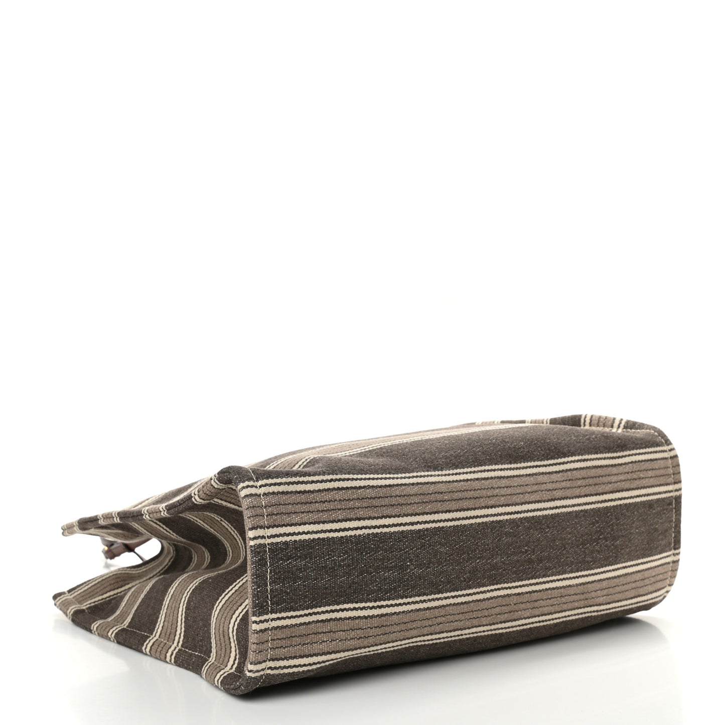 Canvas Calfskin Jacquard Vertical Cabas Grey Brown