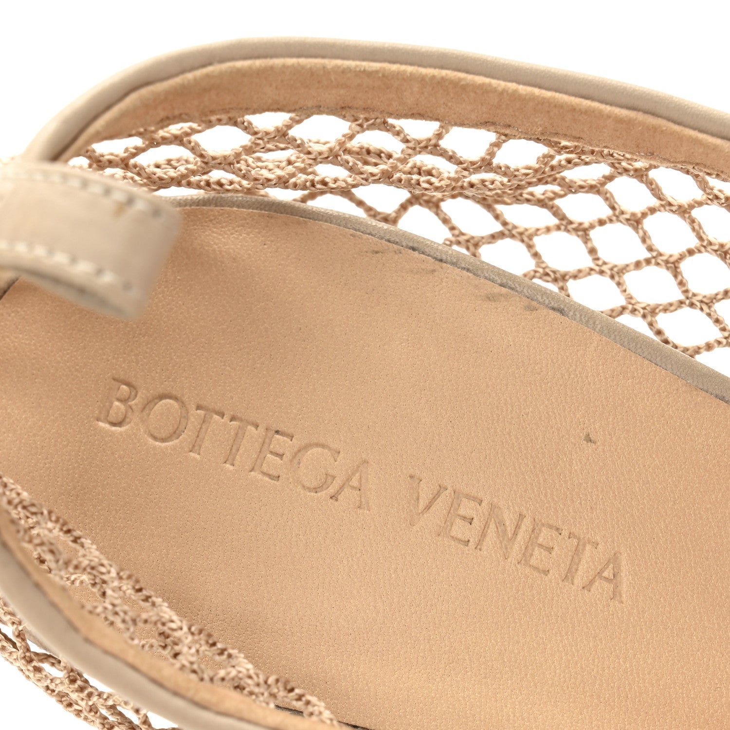 Bottega Veneta Mesh Calfskin Chain Stretch Pumps 39 Beige 8 of 10